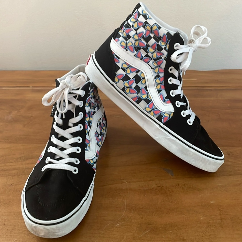 Vans Filmore Butterfly Checkerboard Hi Top‎ Skate Sneakers Women's Size 9.5